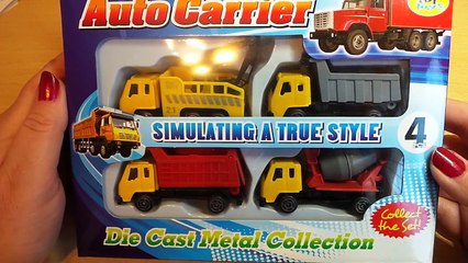 Download Video: TOP 4 DIE CAST TRUCKS, TOW TRUCK, BIN LORRY, TIPPER AND CEMENT MIXER