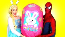 Spiderman & Frozen Elsa vs Venom!  Giant Easter Egg Surprise Hunt! Superhero Fun in Real Life _) (1080p)