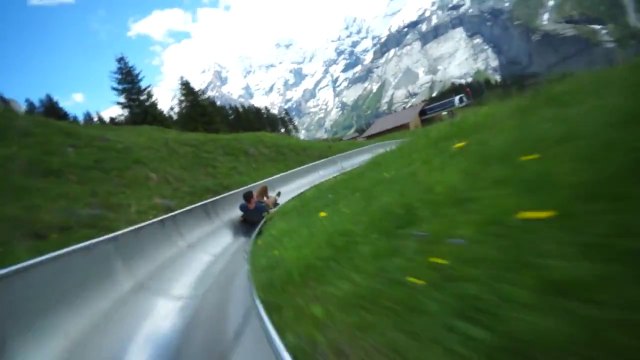 Descente de dingue en luge d'été en Suisse
