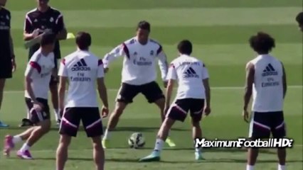 Cristiano Ronaldo Skills and Funny VS James Rodriguez in Real Madrid Training 2014