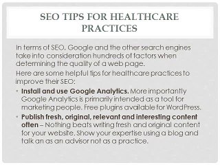 SEO Tips for Healthcare Practices