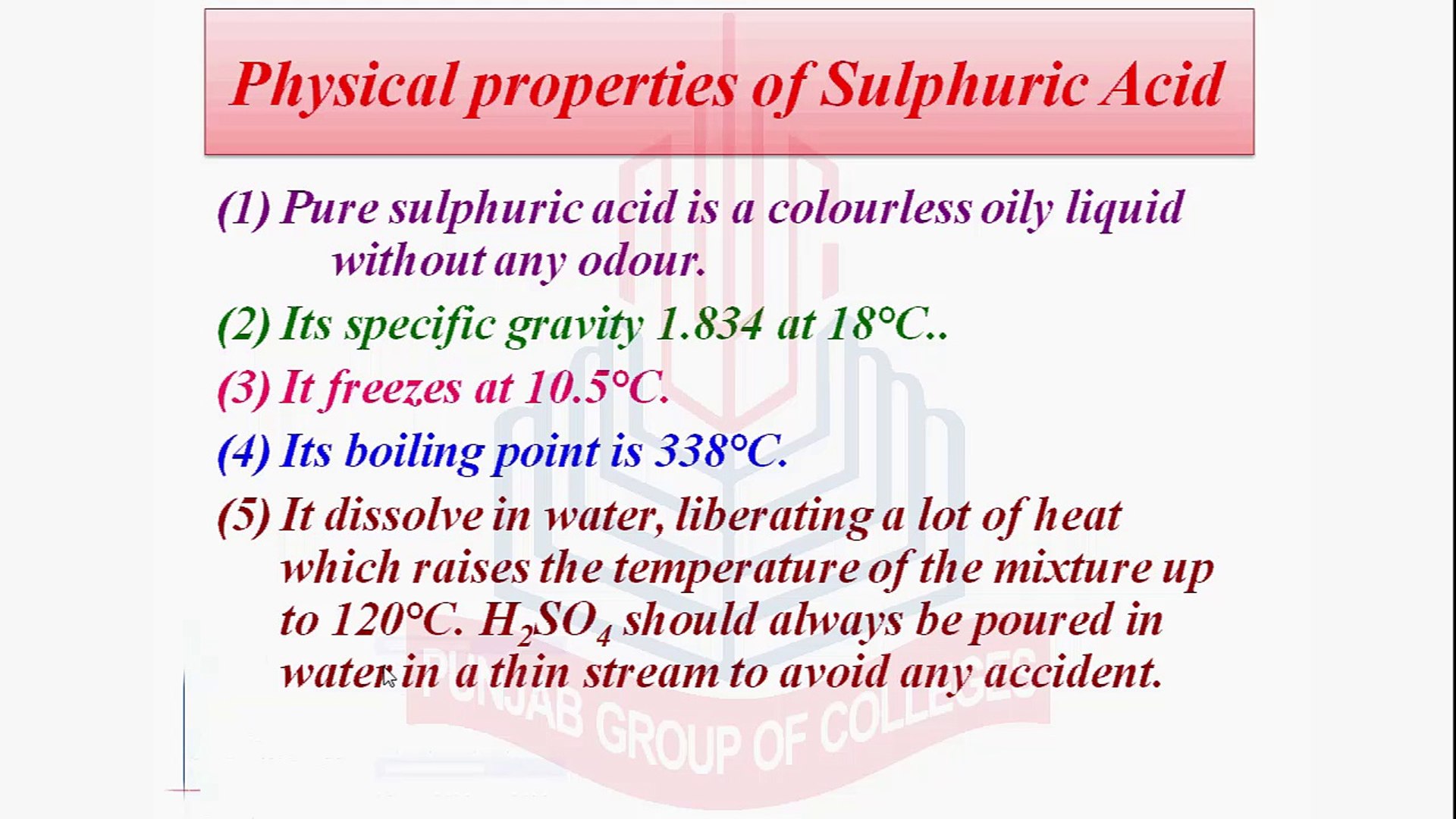 Physical Chemical Properties Of Sulphuric Acid Video Dailymotion