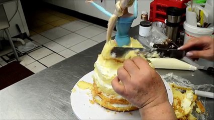 Frozen Cake - Elsa Doll Cake how to make and shape the cake