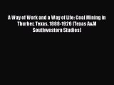 Read A Way of Work and a Way of Life: Coal Mining in Thurber Texas 1888-1926 (Texas A&M Southwestern