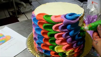 Making of a Rainbow Swirling Cake - How to Design Rainbow Cake Video Tutorial