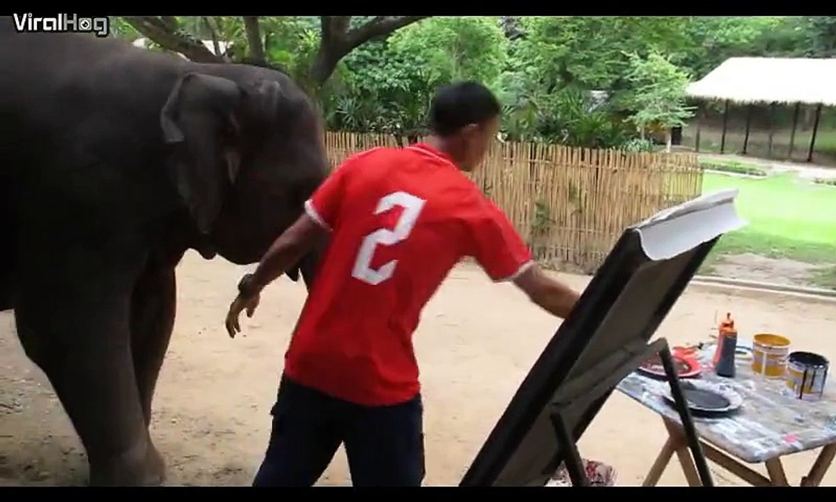 This 4 year-old female elephant can paint pictures of trees