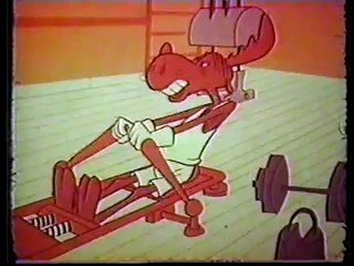 General Mills Cheerios with Bullwinkle Working Out In The Gym By Rowing