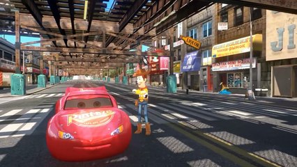 Скачать видео: Disney Pixar Cars Lightning McQueen and Toy Story Sheriff Woody HD