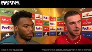 Liverpool 2 0 Manchester United Jordan Henderson & Daniel Sturridge Post Match interview