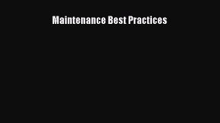 Download Maintenance Best Practices Ebook Free