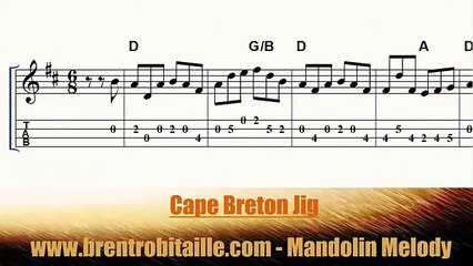 Mandolin - Violin - Cape Breton Jig Sheet Music and Tablature (World Music 720p)