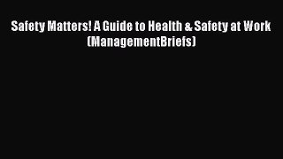 Download Safety Matters! A Guide to Health & Safety at Work (ManagementBriefs) PDF Free