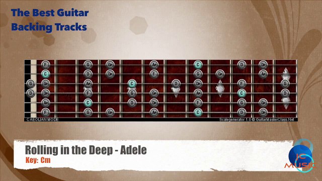 Rolling in the Deep - Adele Guitar Backing Track with scale map _ Chart