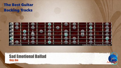 Sad Emotional Ballad Am Guitar backing track with scale map