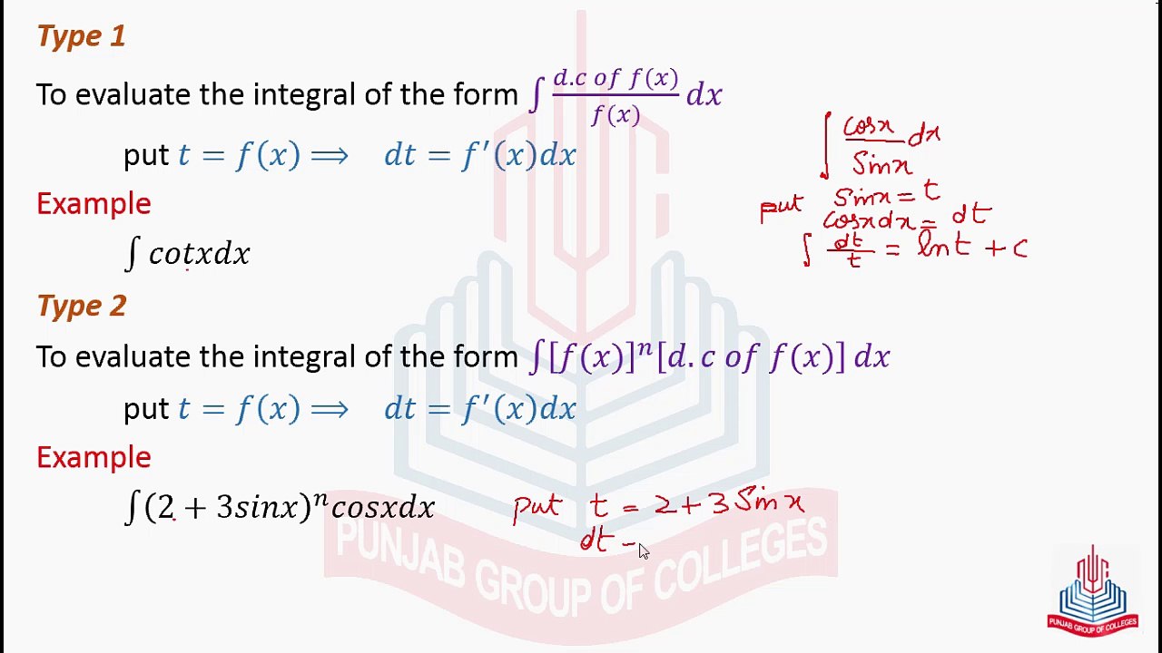 Integration by types ( type 1, type 2 & type 3 )