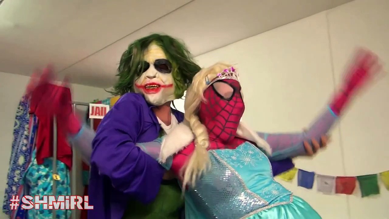 Spiderman, SPIDERGIRL Frozen Elsa vs Joker, Spider Elsa go to jail Superhero Fun in Real L