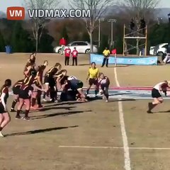 Big girl delivers a big hit that levels her opponent