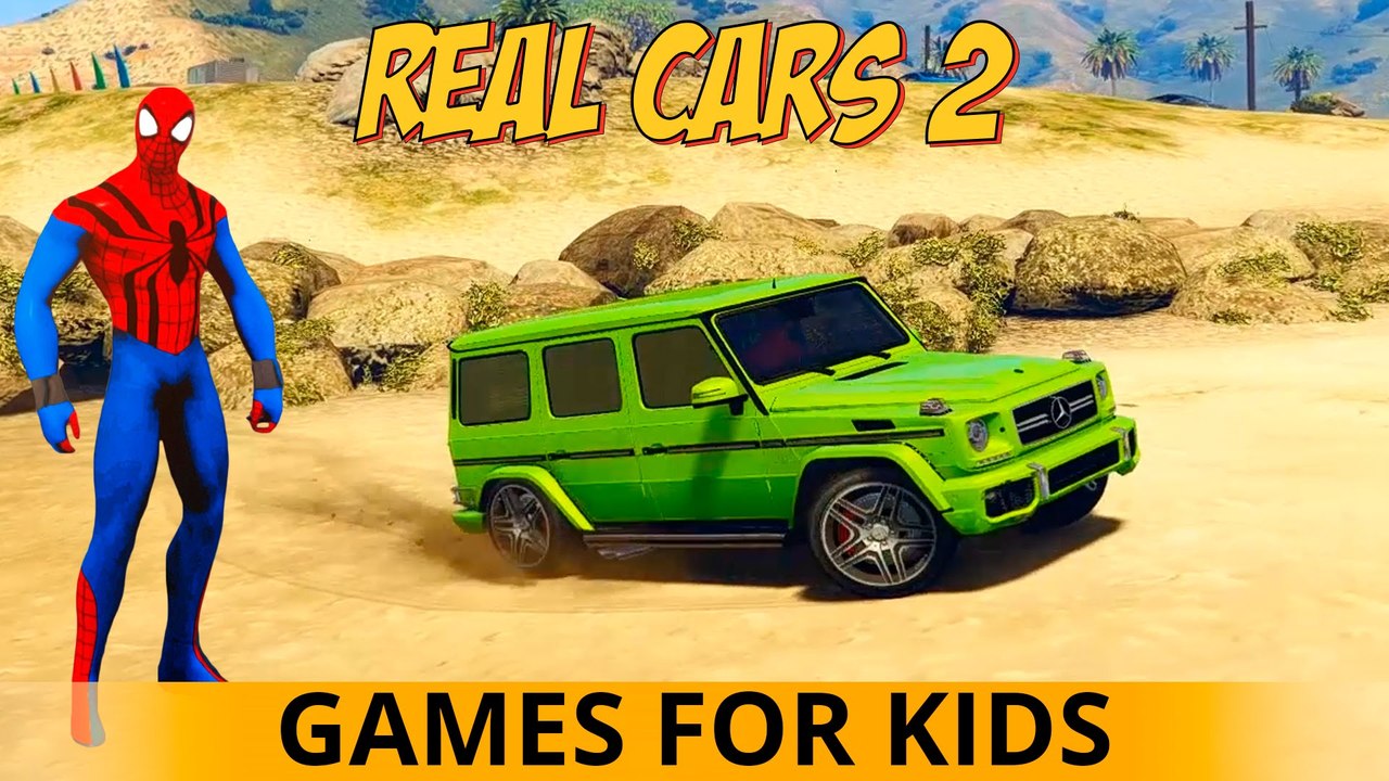 GTA  Real Cars Part 2 - Spiderman Cartoon for Kids - Mercedes Collection for Children