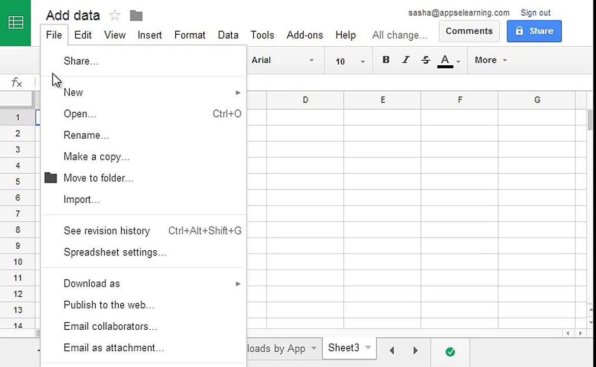009 Import data into Google Sheets