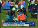 Realizan simulacro en el parque La Carolina ante posible erupción del Cotopaxi