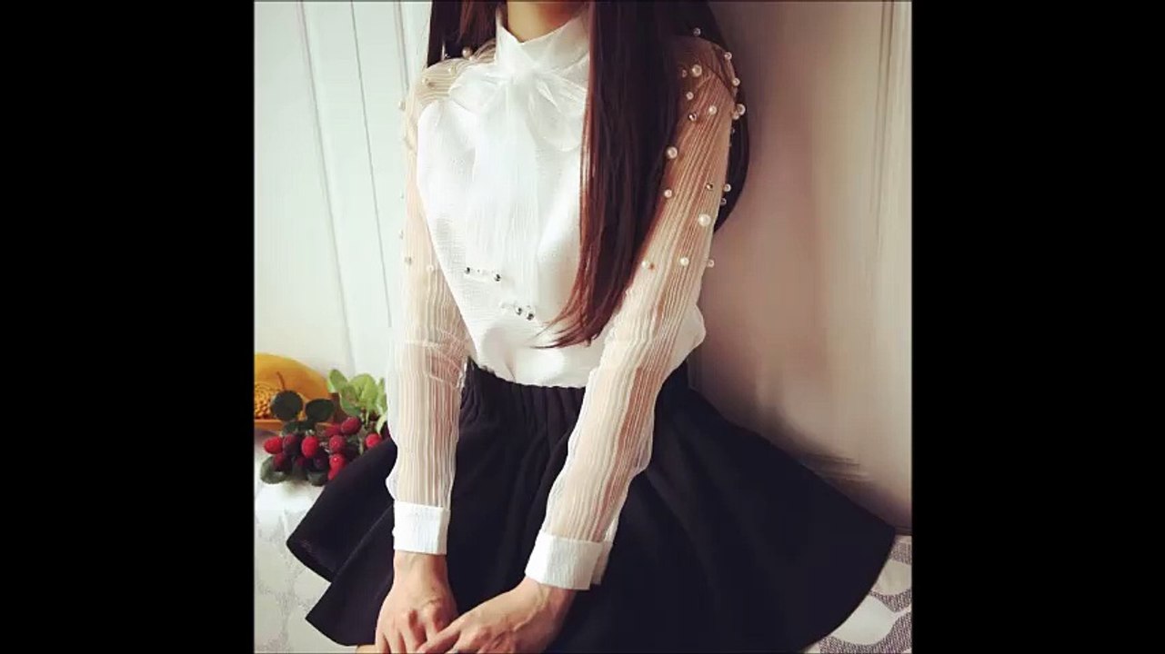 (✿◠‿◠) White blouse casual fashion shirt chiffon shirt women blouses