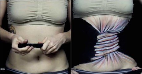 Jovem artista usa pintura corporal para denunciar pressão pelo corpo perfeito