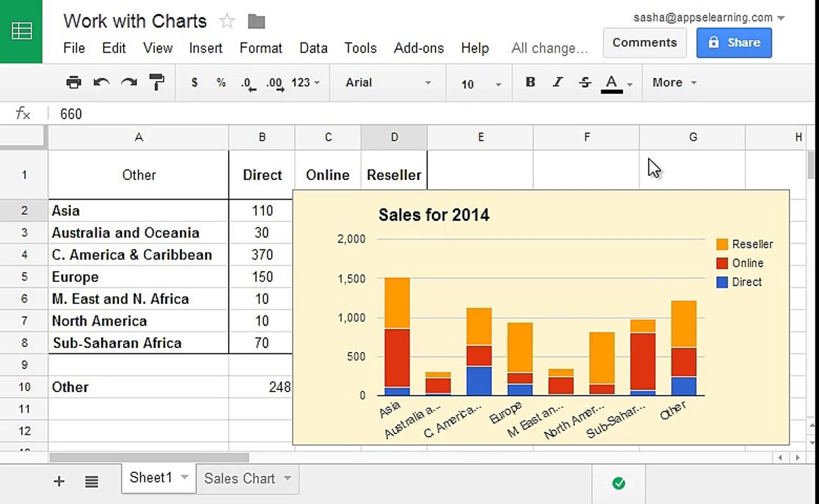 068 Insert a chart into a Doc or Presentation