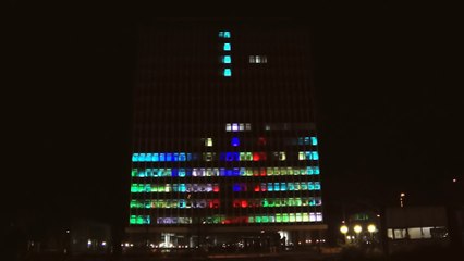 Estudiantes alemanes transforman un edificio en un Tetris gigante