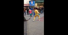 Pure joy on the streets of Brighton  Beautiful old Dancing Lady & Disco Bunny