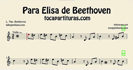 Para Elisa de Beethoven Partitura de Violín y Oboe