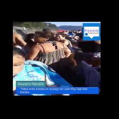 Download Video: Brutal pelea entre turistas en la playa de Licán Ray dejó tres heridos