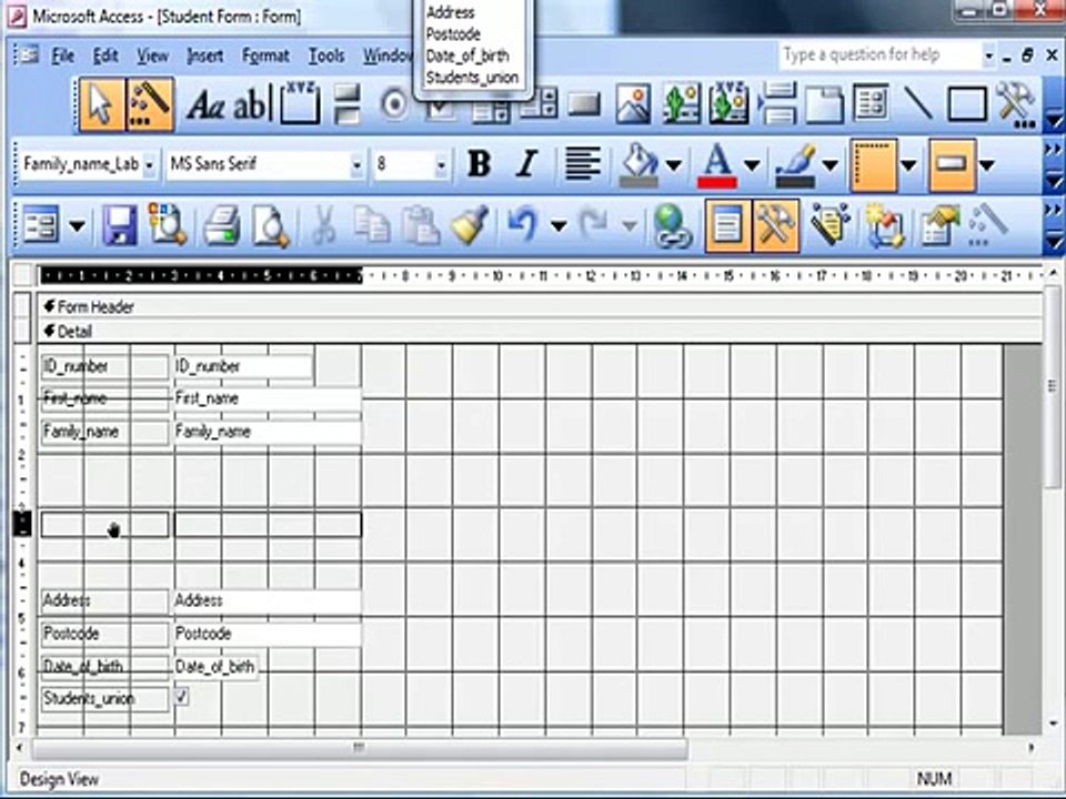 i Teach u DATABASES 2 Creating a Form