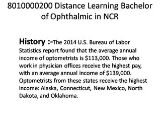 8010000200 Distance Learning Bachelor of Ophthalmic in NCR