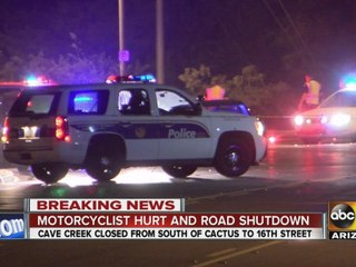 Motorcyclist hurt and road shut down