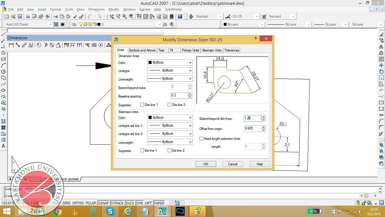 AutoCAD Kastamonu üniversitesi ödev1 çizimi