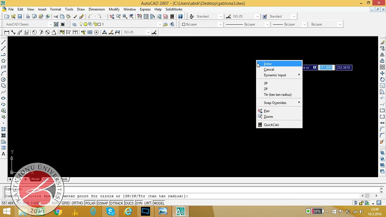 AutoCAD Kastamonu üniversitesi ödev3 çizimi makine mühendisliği