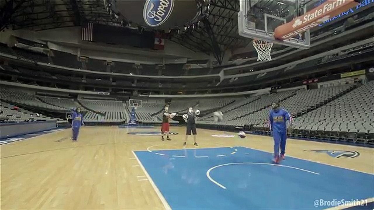 Trick Shots with Harlem Globetrotters  Brodie Smith