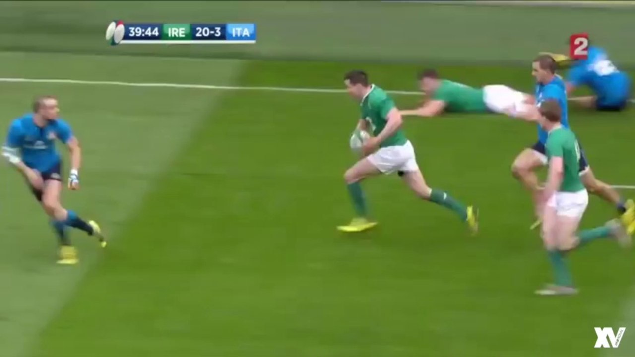 Irlande - Italie : L'action géniale de 80m des Irlandais pour l'essai de Heaslip !