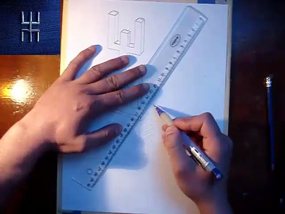 drawing 3D illusion logo AMAZIGH - IMAZIGHEN