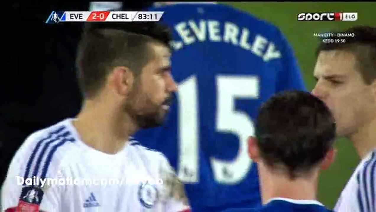 Diego Costa bites Gareth Barry (Red Card) - Everton 2-0 Chelsea - 12-03-2016 FA Cup