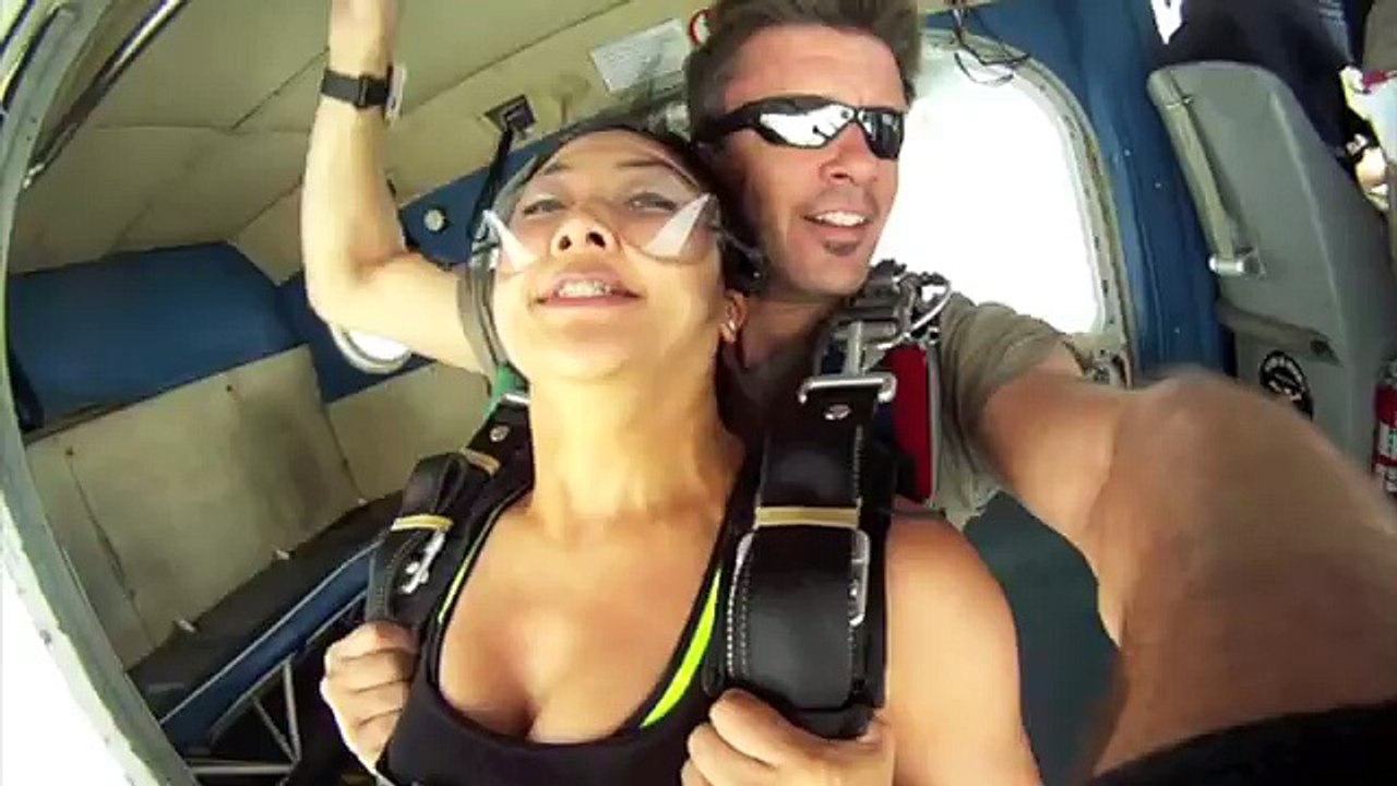 Near death airplane collision with skydiver in free fall