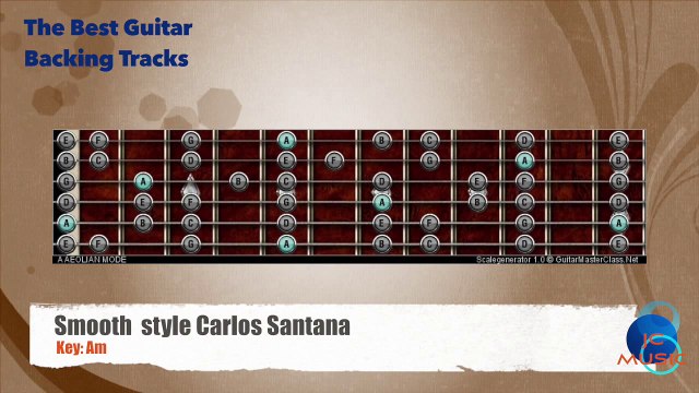 Smooth style Carlos Santana Guitar Backing Track with scale map