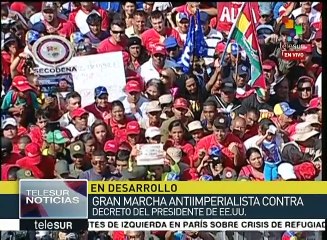 Venezolanos marchan contra la extensión del decreto de EE.UU.