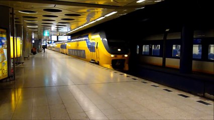05012011 Schiphol, train spotting with very interesting station announcements.