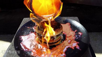 Man melt a Big Mac with molten Copper and transforms it!