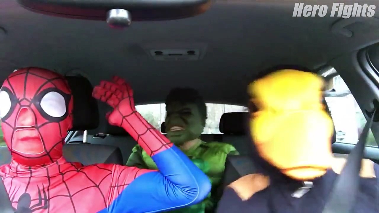 Hulk & Duck & Spiderman & Venom Dancing In The Car! Superhero Fun Movie In Real Life!