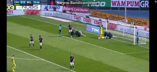 Fabrizio Cacciatore Horror FOUL on Donnarumma Cheivo 0-0 Milan 13-02-2016