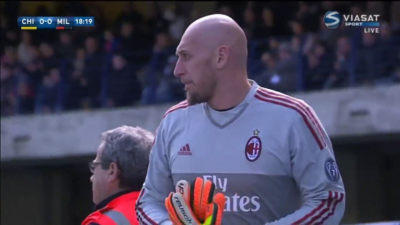 Gianluigi Donnarumma Horror Head Injury - Chievo 0-0 AC Milan 13.03.2016 HD