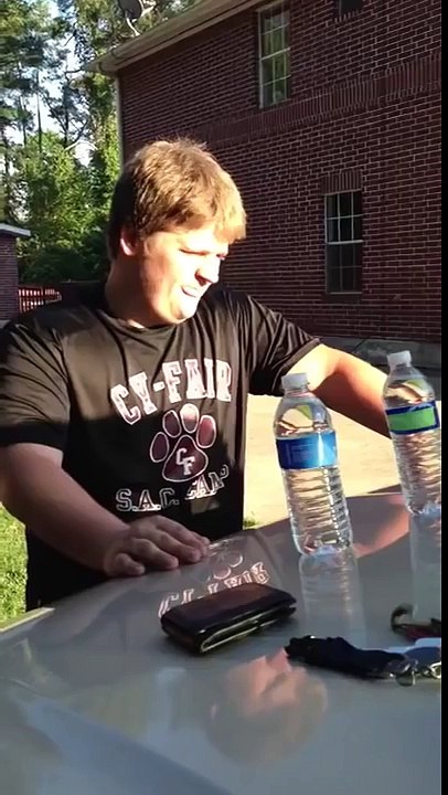 Man chugs 3 water bottles in 5 seconds!