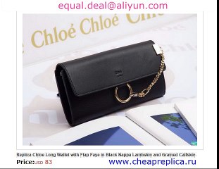 Chloe Long Wallet with Flap Faye in Black Real Leather Price
